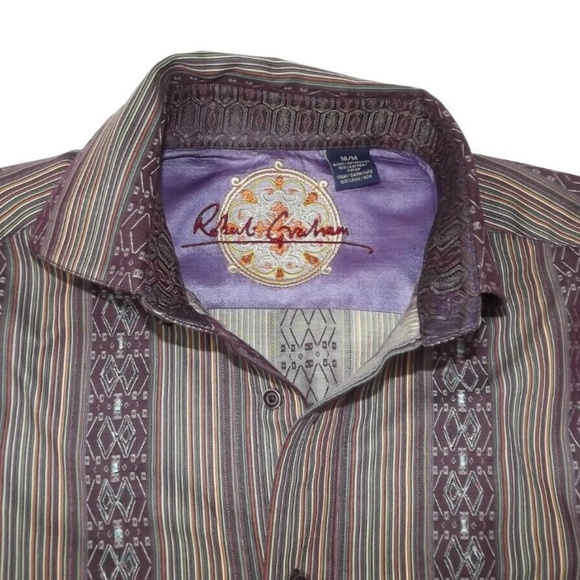 ROBERT GRAHAM  Shirt Size M Medium Purple Blend - Picture 2 of 8